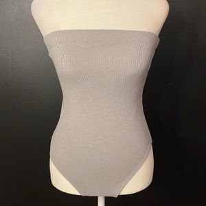 NWT Forever 21 ribbed gray bodysuit tube top